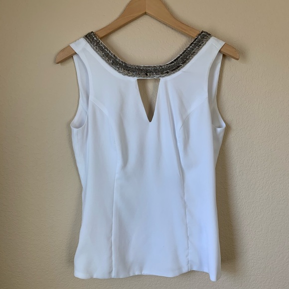 XOXO Tops - 3/$25 Dressy White Beaded Top